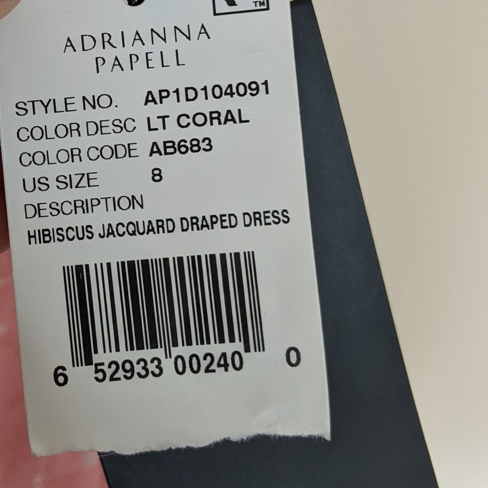 Adrianna Papell Size 8 Hibiscus Jacquard Draped Dress - Picture 10 of 10